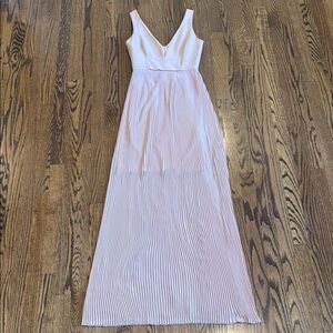 Nicholas Light Pink Silk Plunging Neckline Pleated Gown Maxi Dress 4